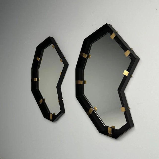 2020s Contemporary, Industrial Modern, Angular Wall Mirrors, Steel, Brass, 2020s For Sale - Image 5 of 12