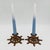 This charming pair of vintage brass candlestick holders features a nautical ship’s wheel design. Together, they weigh...