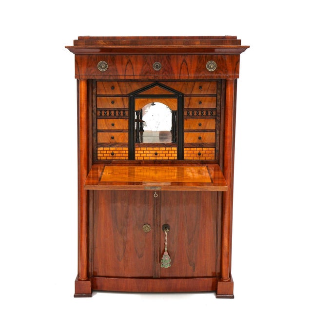 Antique Biedermeier Nutwood Secretary, 1825 For Sale - Image 4 of 18