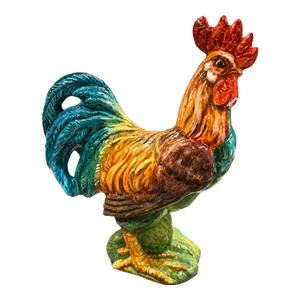 Mid-20th-Century Glazed Ceramic Rooster Figurine