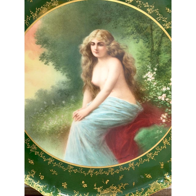 17.5" Theodore Haviland Limoges Vienna Style Portrait Charger, Solitude, c. 1900 For Sale - Image 4 of 15