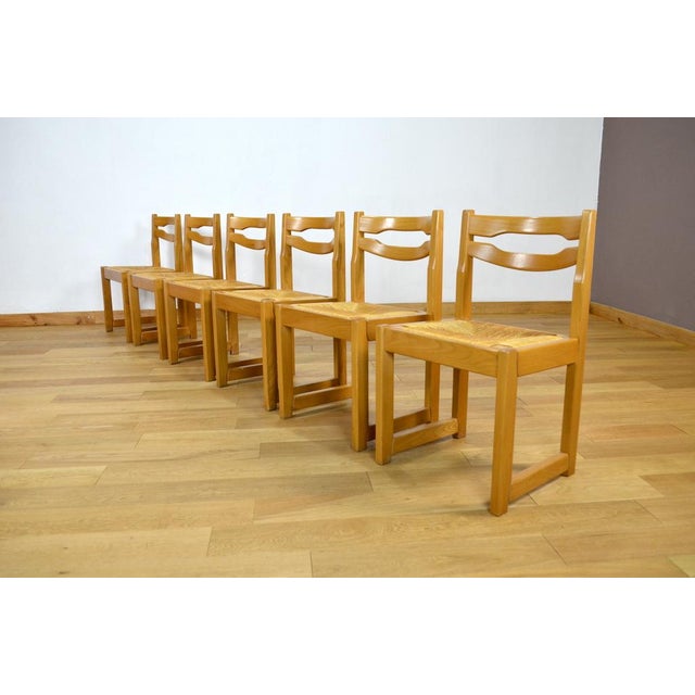 Brutalist Vintage Elm Chairs from Maison Regain, 1980, Set of 6 For Sale - Image 3 of 9