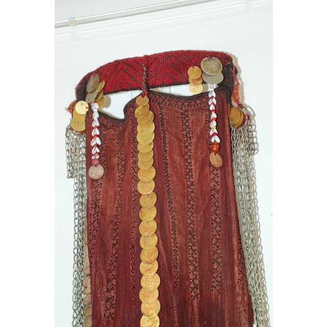 Red Islamic Face Veil, Egyptian Bedouin Desert Garment Nikab Framed Collectible For Sale - Image 8 of 12
