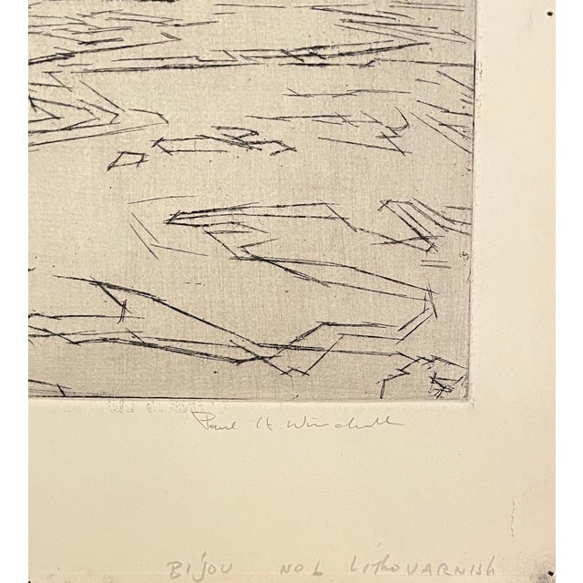 Paul H. Winchell (1903-1972) drypoint of men chopping a hole in the ice, pencil signed lower right.