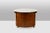 Eugenio Gerli, for Tecno. Round coffee table with built-in swivel bar section, made of curved teak and brushed aluminum....