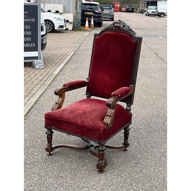 Victorian Walnut Country House Armchair For Sale - Image 6 of 11