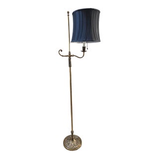 Vintage Brass Single Arm Deco Floor Lamp For Sale