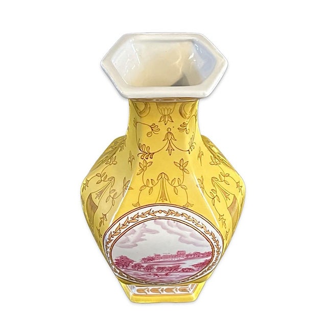 Large Hexagonal Yellow Baluster Vase by United Wilson, 1980s For Sale - Image 4 of 13
