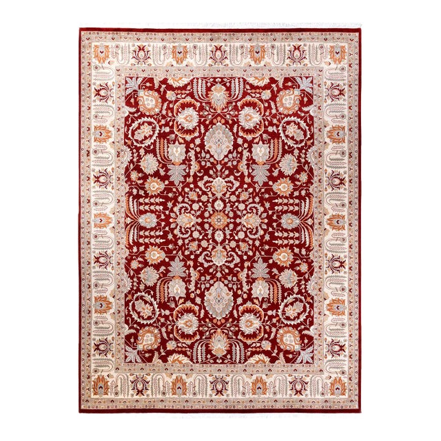 Mogul, One-of-a-Kind Hand-Knotted Area Rug - Red, 9' 3" x 12' 5" For Sale