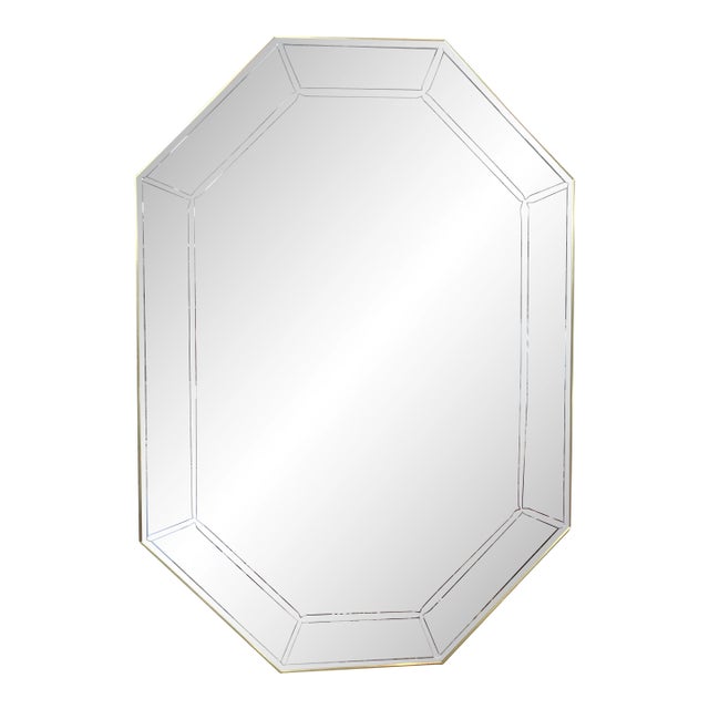 Late 20th Century La Barge Large Beveled Oblong Octagonal Mirrors Made in the Usa For Sale