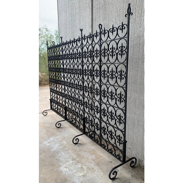 Baroque Large Decorative Wrought Iron Filigree Screen Room Divider For Sale - Image 3 of 18