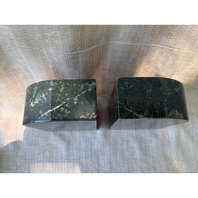 Vintage Medical Caduceus Green Italian Marble Heavy Bookends a Pair For Sale - Image 12 of 16
