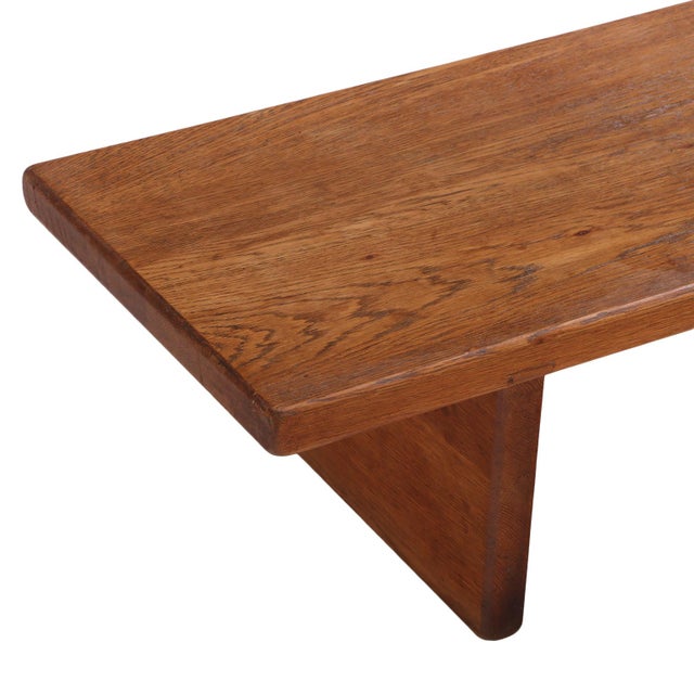 Mid-Century Modern French Solid Oak Bench / Low Table, C. 1970. For Sale - Image 3 of 7