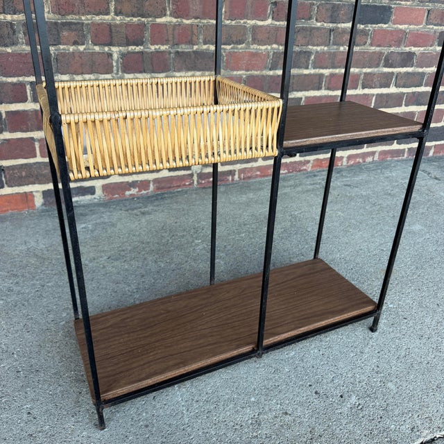 Black Arthur Umanoff Etagere With Mayan Sun Mid Century Caned Iron For Sale - Image 8 of 12