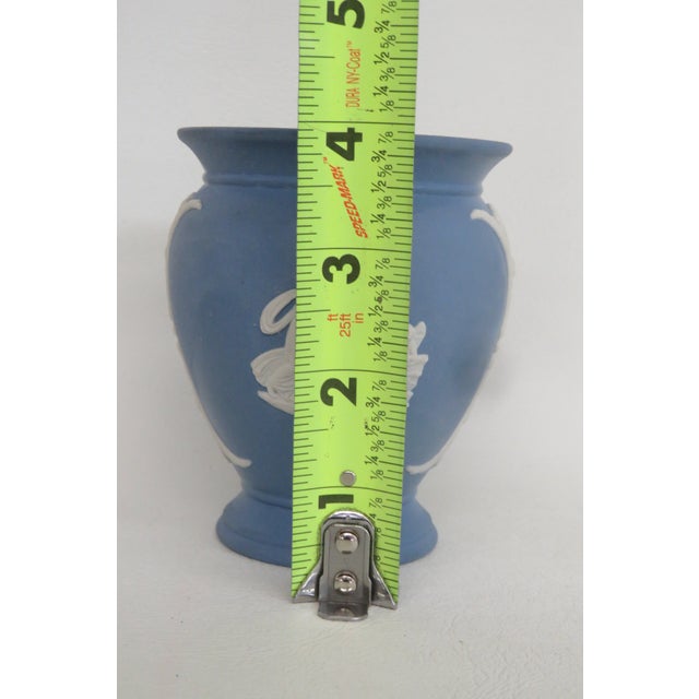 Wedgwood Small Blue Jasperware Vase Neoclassical Motif Winged Horse Cherub 4739b For Sale - Image 9 of 10