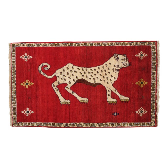 Vintage Hand-Knotted Persian Gabbeh Rug 3'7" X 6'1" For Sale