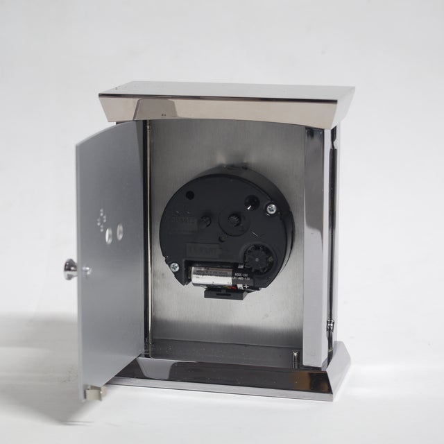 Metal Vintage Movado Solid Stainless Steel German Movement Desk Clock For Sale - Image 7 of 7