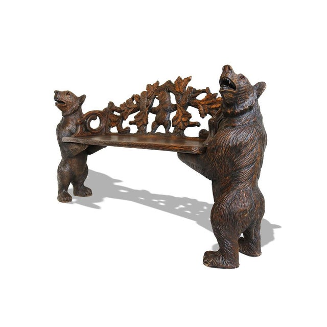 Antique Black Forest Hall Bench, 1890s For Sale - Image 14 of 15