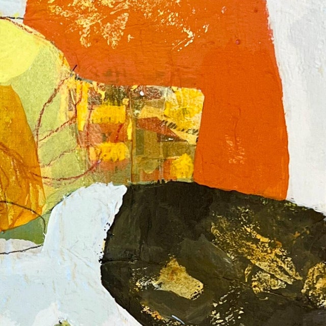 Lee Cox "Streetside Boquets" Acrylic on Canvas, Small Framed Abstract Collage Painting in Blue, 2025 For Sale - Image 4 of 8