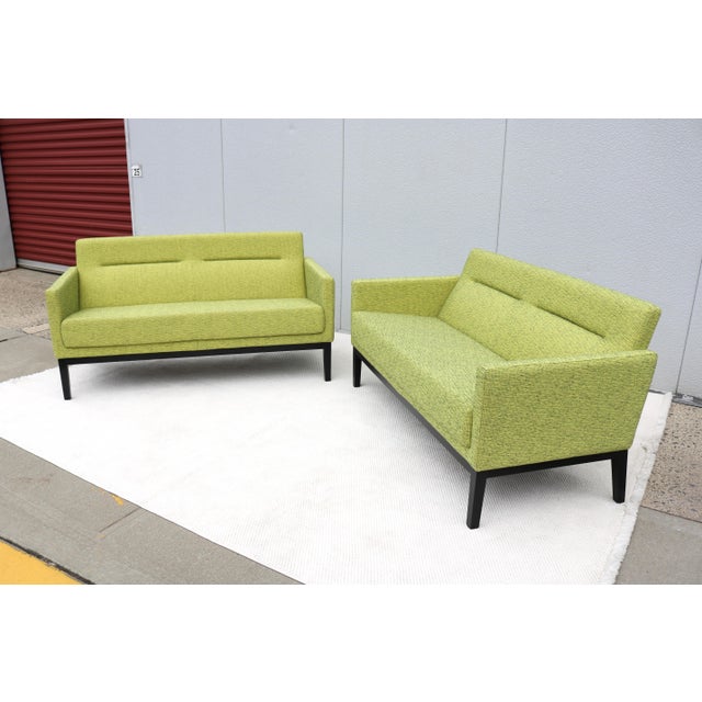Steelcase Mid-Century Style Passerelle Upholstered 2-Seat Lounge Sofas by Coalesse, a Pair For Sale - Image 4 of 18
