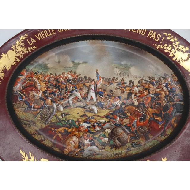 Large Hand-Painted Wall Charger Plate Depicting Waterloo Battle with Napoleon by Jean Antoine Mertel, 1866 For Sale - Image 18 of 18