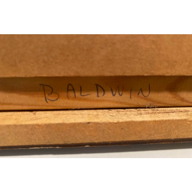 Blue Abstract Seascape Palette Knife Painting Signed Baldwin For Sale - Image 8 of 9