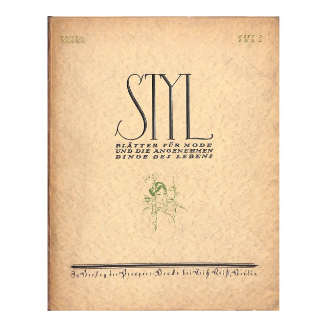 "Styl: Blatter Fur Mode Und Die Angenehmen Dinge Des Lebens" 1922 For Sale