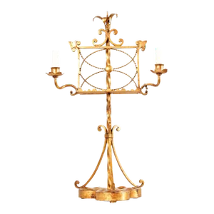 Vintage Italian Gilt Metal Candelabra Lamp Music Stand
