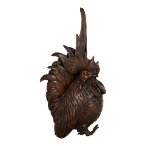 Japanese Antique Meiji Period Bronze Sculpture Okimono of a Rooster