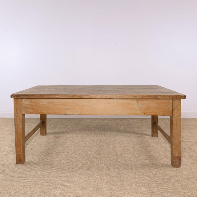 Beige Antique English Pine Three-Drawer Farmhouse Table | Circa 1870 For Sale - Image 8 of 8