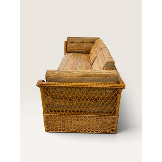 Mid-Century Modern 1970's McGuire Furniture Rattan "Willow" Collection Sofa by Davis Allen for McGuire For Sale - Image 3 of 17