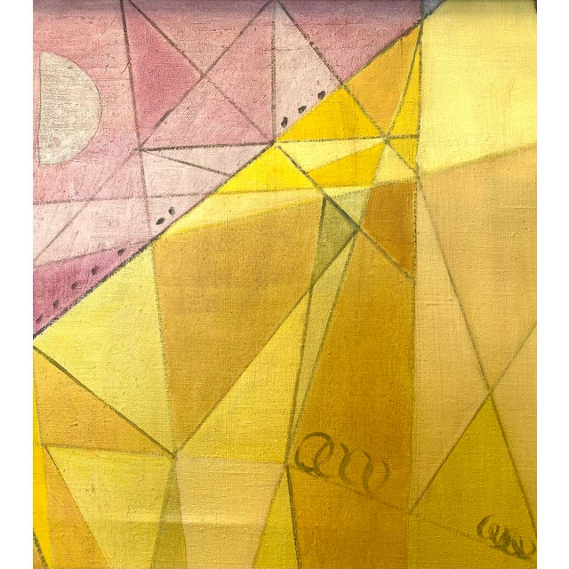 Mid 20th Century Mid 20th Century Swedish Cubist Oil Painting For Sale - Image 5 of 10