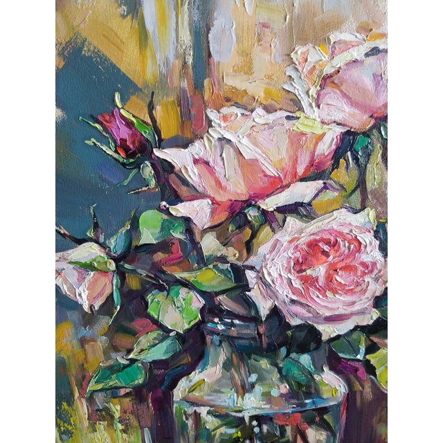 Svitlana Tkachuk Rose Still Life Original Painting Oil on Canvas For Sale - Image 14 of 14