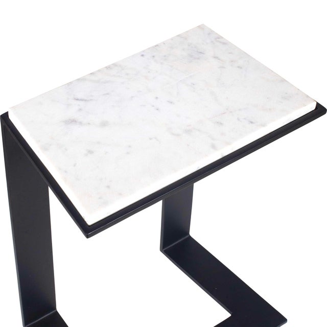 Kenora White Marble Accent Table For Sale - Image 10 of 11