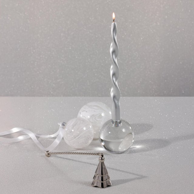 Contemporary Tree Wave Brass Candle Snuffer, Nickel For Sale - Image 3 of 3