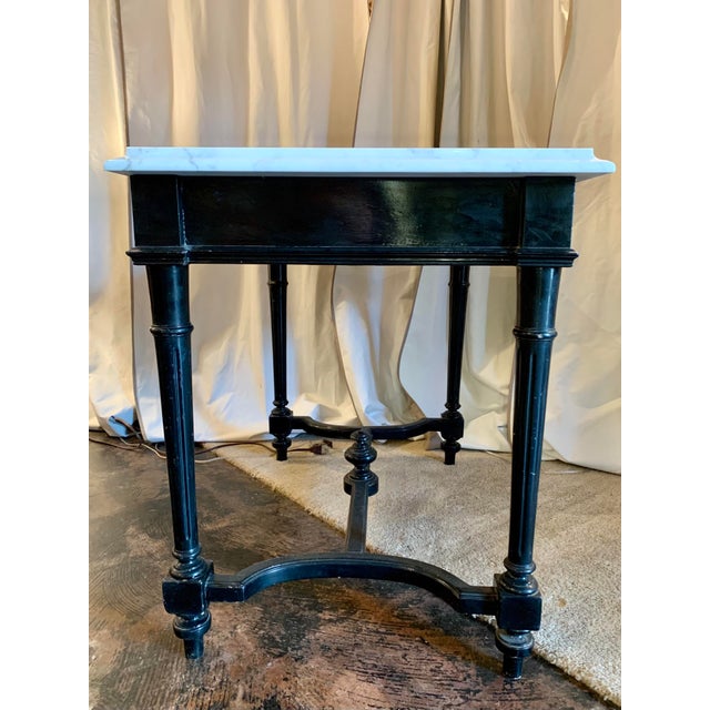 Napoleon 3 Black Lacquered Table W/ Marble Top For Sale - Image 4 of 6