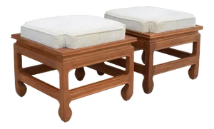Mid Century Modern Upholstered Stacking Stools With Pull Out Tray