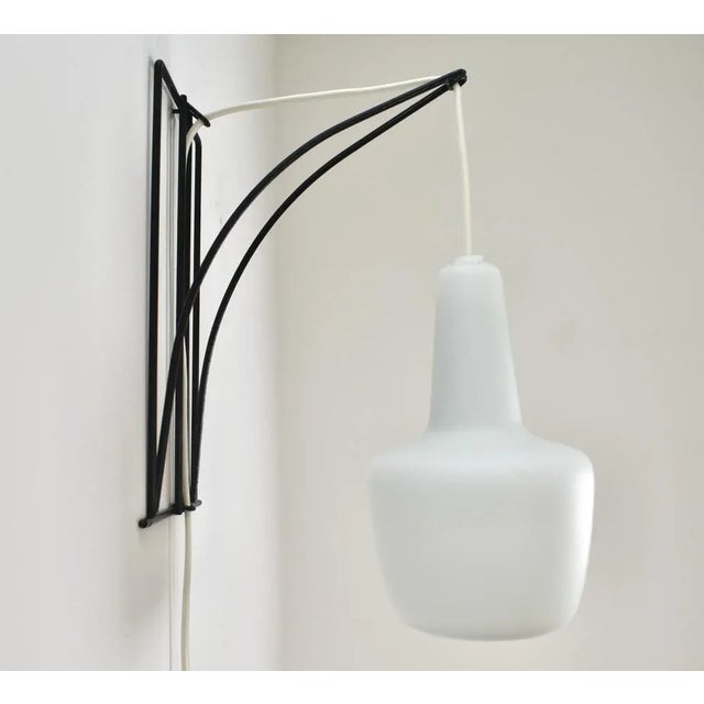 Modernist Wall Sconce in Wire Metal and Glass For Sale - Image 9 of 12