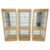 3 Blond Wood Glass Door Curio Cases Display Vitrine Cabinet Glass Shelves MINT! Lighted shelves, mirrored backs.