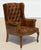 English Vintage Tufted Faux Leather Wingback Armchair – Chesterfield Library Chair For Sale - Image 3 of 18