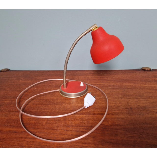 Articulated Desk Lamp in Red Lacquered Metal, 1950s For Sale - Image 12 of 13