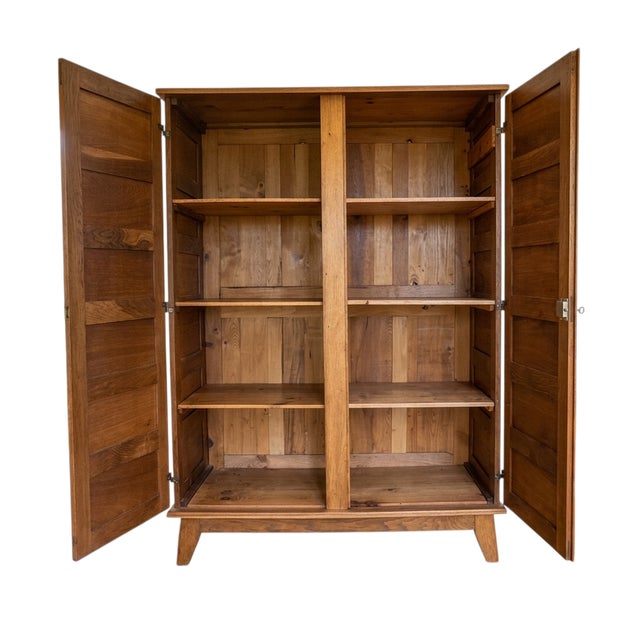 French Modernist Oak Armoire by René Gabriel, 1940s For Sale - Image 6 of 11