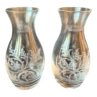 Late 20th Century Laguiole Etched Small Carafe/Decanters- Set of 2 For Sale