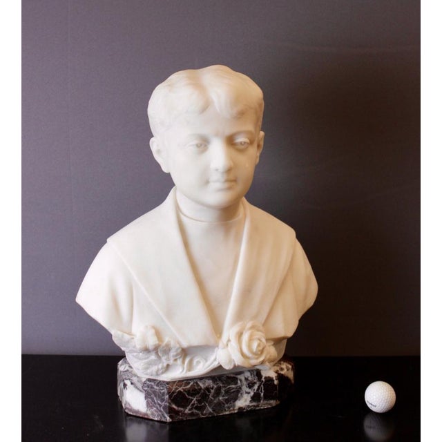 Bust of Young Man, 1931, Carrara Marble For Sale - Image 11 of 14