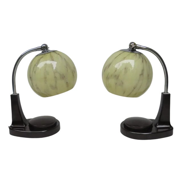 Bauhaus Bakelite Table Lamps by Marianne Brandt for GMF, 1920s, Set of 2 For Sale