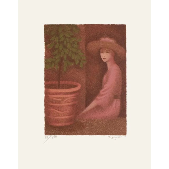 1990 Annie Retivat "Fille à La Fenêtre" Lithograph For Sale