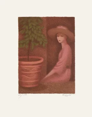 1990 Annie Retivat "Fille à La Fenêtre" Lithograph