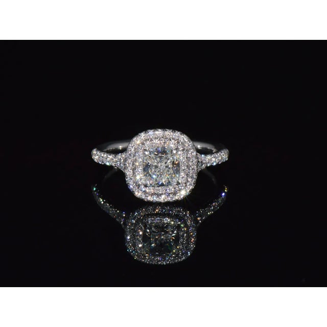 Genuine Tiffany & Co. Natural 1.30Cts Diamond Soleste 950 Platinum Engagement Ring, size 6 For Sale In Dallas - Image 6 of 10