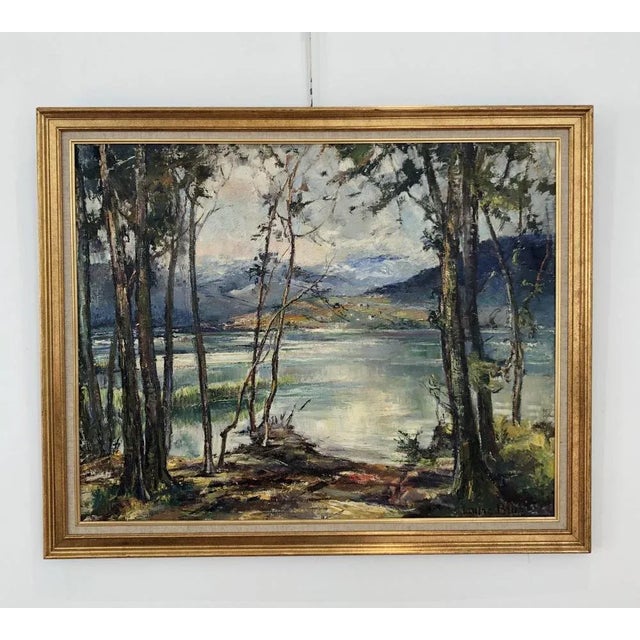 Laure Stella Bruni, Lac et Montagnes, Oil on Canvas, Framed For Sale - Image 11 of 11
