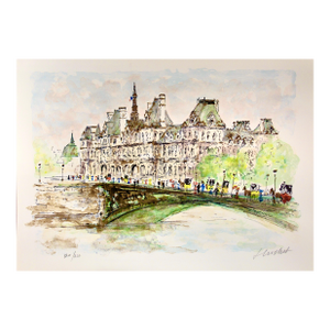 Urbain Huchet Paris, L'Hotel De Ville C. 1980 Reproduction Print